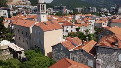 View of orange roofs in Budva Stock-Footage 208068750