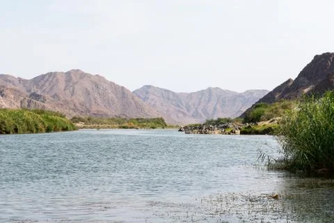 View on the oranje river in namibia Stock Photos