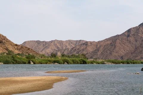 View on the oranje river in namibia Stock Photos