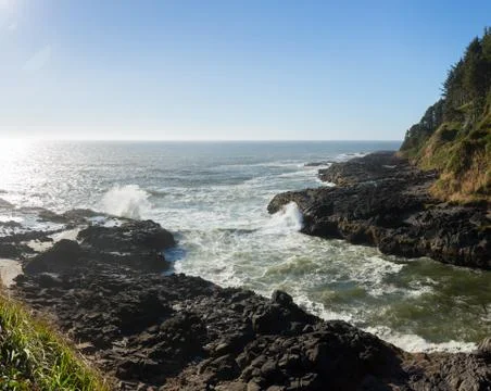 View of the Oregon Coast Line Stock Photos