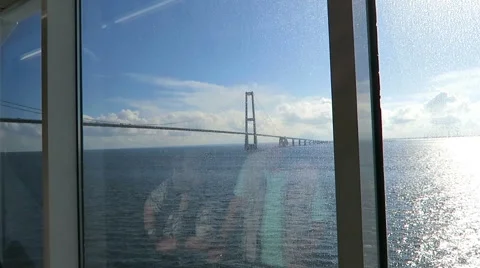 View to Oresund Bridge from a window of ferry. 스톡 동영상 66357398