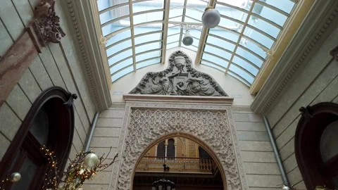 View of the ornate architecture inside the Alicante Casino in Spain featuring a Stock Footage 328220536