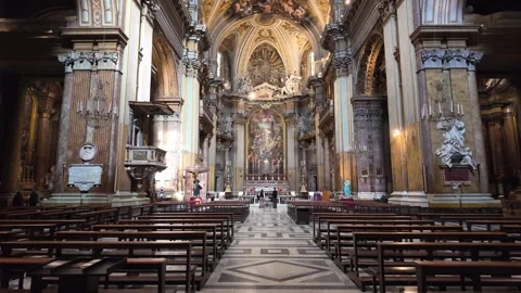 View Of The Ornate High Altar In The Basilica Of The Twelve Apostles, Rome Stock Footage 334972845