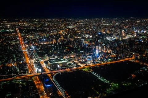 View of Osaka at Night Stock Photos