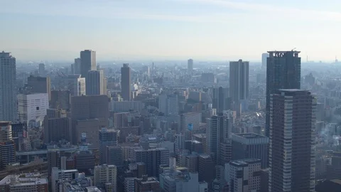 View of Osaka skyline from Umeda Sky building observatory Stock-Footage 127613619
