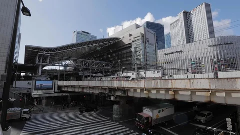 View of Osaka train station Stock Footage 127614253