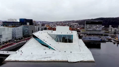 View of Oslo opera in Norway Stock Footage 143859996
