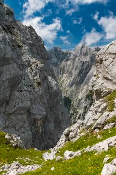 View from Osterfelder Kopf, Germany down into the narrow Hoellental valley ca Stock Photos