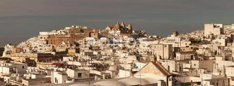 View of Ostuni and cathedral, Valle d'Itria, Bari district, Puglia, Italy, Stock Photos