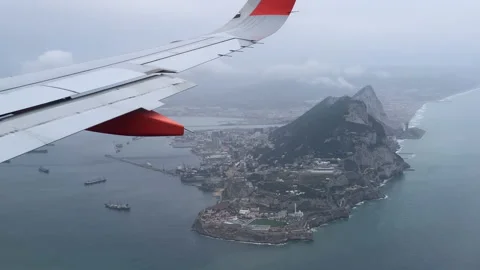 View out of aircraft window on approach ... | Stock Video | Pond5