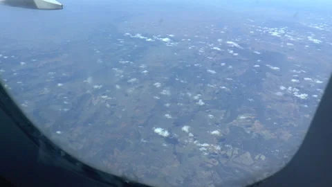 View Out of Airplane Window of Southern Spain Stock Footage 237807946