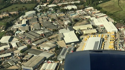 View out of Boeing 787 plane on ascent out of London Heathrow, United Kingdom Stock Footage 85820009