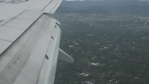 View out of the plane window with wing view Video stock 291795183