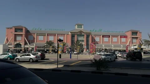 A View out side  lulu hypermarket in Dubai al barsha Stock Footage