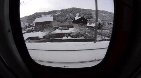 View out of the train window with fish eye lens  Vidéo 59843606