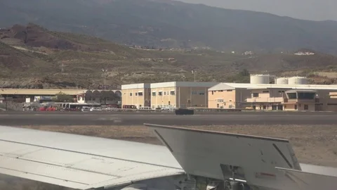 View out the window after landing in South Airport Tenerife Spain Video stock 80795351