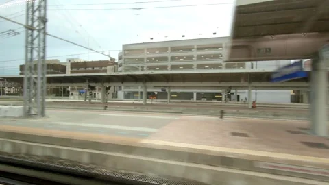 View out the window from moving Train. Travel Europe / Italy Stock Footage 130927882