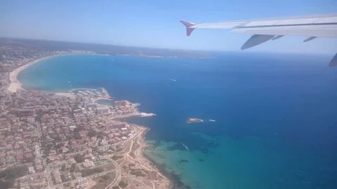 View out of the window at take off in Palma Mallorca Spain Video stock 81094895