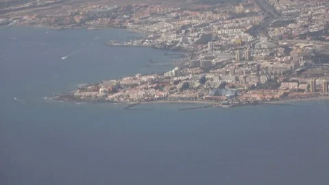 View out the window while landing in South Airport Tenerife Spain Video stock 80795253