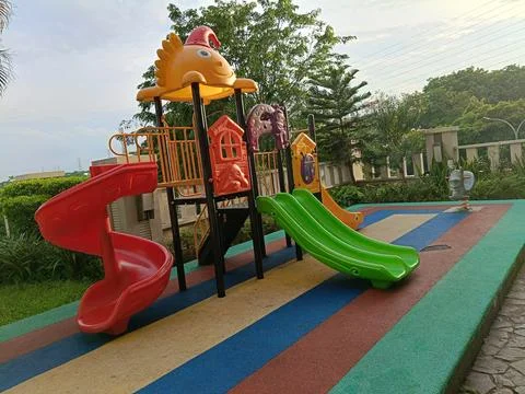 View of outdoor playground Stock-Fotos