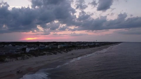 View of Outer Banks Coastline during Sunset Stock Footage 277016059