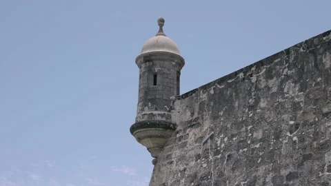 View of outer wall of fort San Cristobal in San Juan, Puerto Rico Stock Footage 155169764