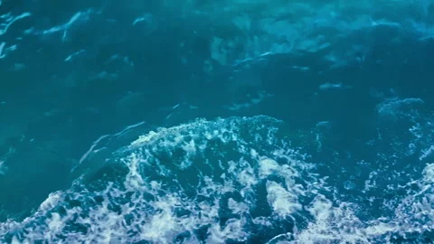 View of outgoing waves from the side of the ship Stock Footage 143982772