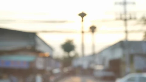 View outside car driving on road town with beautiful sunlight Stock Footage 89785840