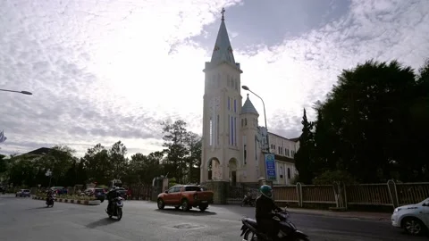 The view outside the Cathedral chicken on a winter morning Stock Footage 224601393