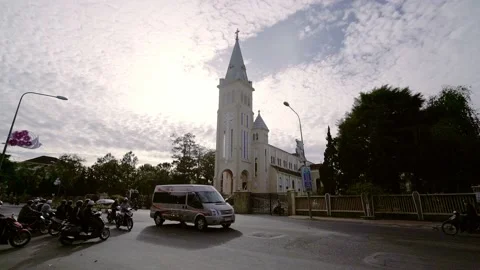 The view outside the Cathedral chicken on a winter morning Stock Footage 224604040