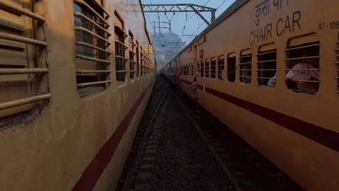 View outside the Express train going to Mumbai. Stock Footage 121391531