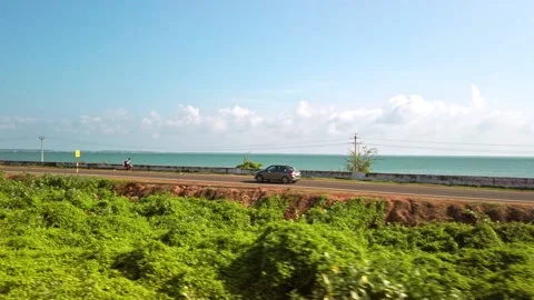 View outside the Express train going to Rameshwaram. Stock Footage 130420287