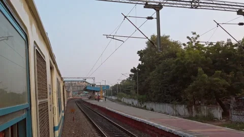 View outside the moving suburban train. Stock Footage 150812370