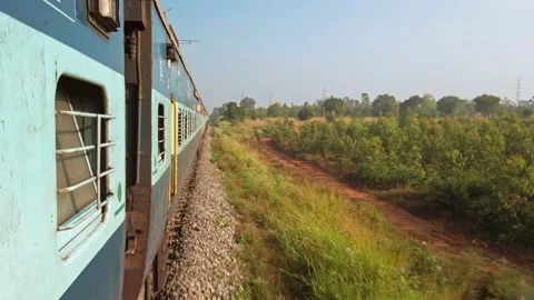 View outside the moving suburban train. Stock Footage 151723206
