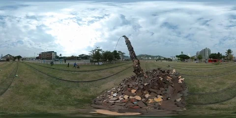 View Outside Pier-2 Art Center in Kaohsiung, Taiwan 2 - 360 VR Stock Footage 85093371