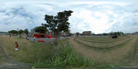 View Outside Pier-2 Art Center in Kaohsiung, Taiwan 3 - 360 VR Stock Footage 85093391