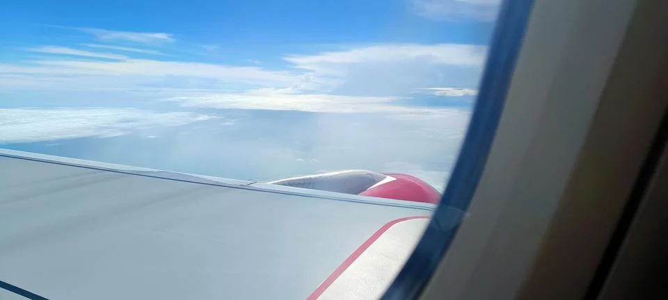 The view outside the plane from the window Stock Photos