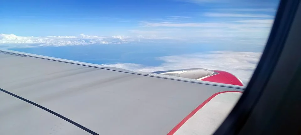 The view outside the plane from the window Foto stock