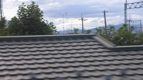 View Outside of Train Window (3) - Kyoto, Japan Stock Footage 95706020