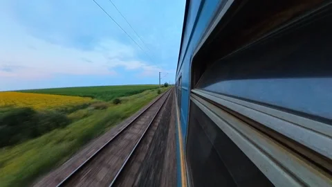 View from outside the window at moving train Stock Footage 248039689