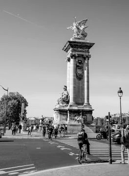 View over Alexandre III Bridge - the most beautiful bridge in Paris - PARIS / Fotos Stock
