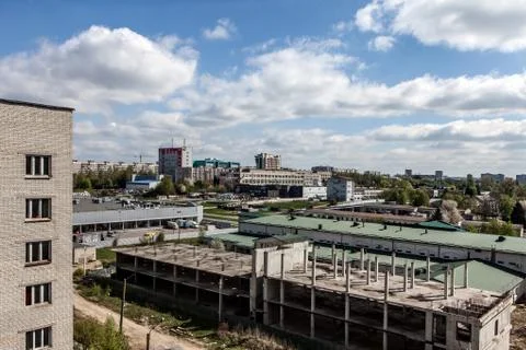 View over apartment building in process of construction Stock Photos