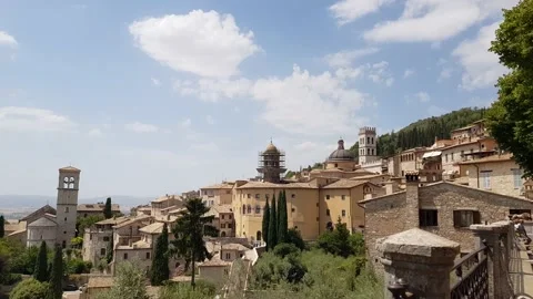 View over Assisi and the Umbrian valley, Umbria Stock Footage 204726189