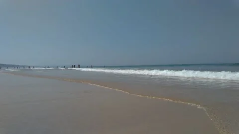 View over the atlantic ocean, Caparica, near Lisbon, Portugal Stock Footage 132510777