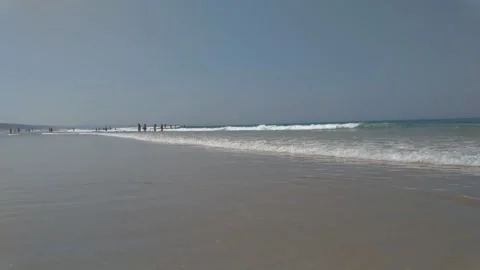 View over the atlantic ocean, Caparica, near Lisbon, Portugal Stock Footage 132510778