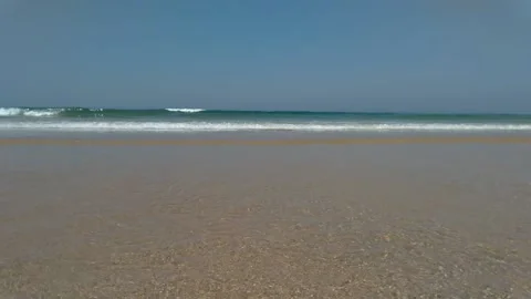View over the atlantic ocean, Caparica, near Lisbon, Portugal Stock Footage 132510799
