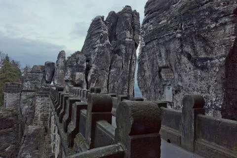 View over the Bastei bridge. Stock Photos