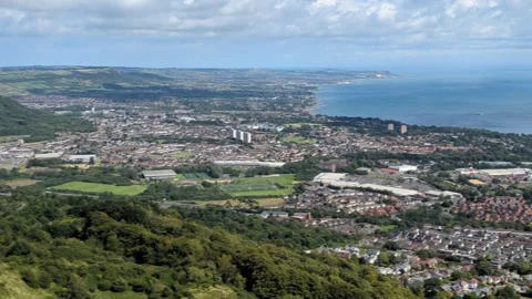 View over Belfast from cave hill mountain Stock Footage 288113748