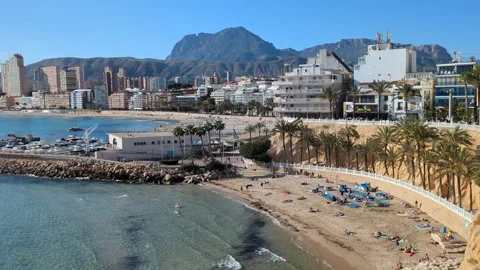 View over Benidorm pier from old town Stock Footage 306242177