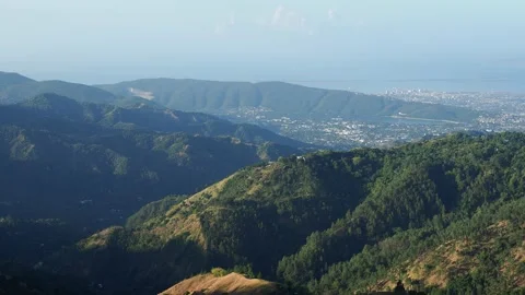 View over Blue Mountains towards Kingston, Jamaica Stock Footage 139004230